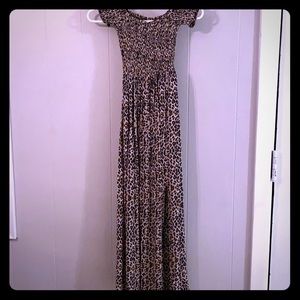 Leopard smocked dress. Super cute!